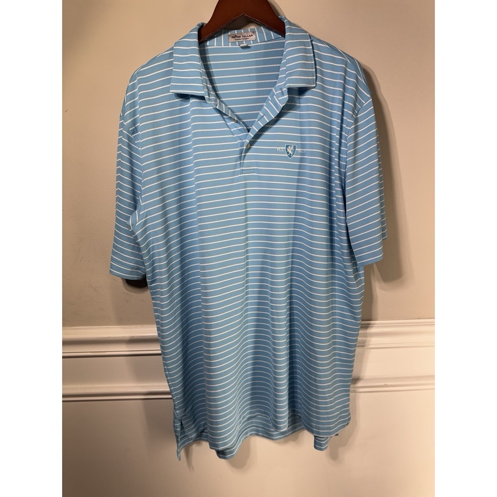 Peter Millar Polo Shirt Mens XL Blue Fredericksburg CC Golf Performance Stretch